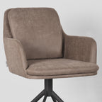 Eetkamerstoel Joy - Taupe - Micro Suede - Zwart Metalen Frame