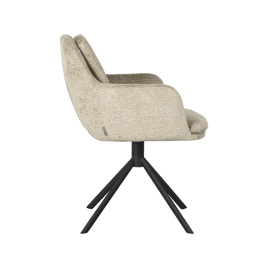 Eetkamerstoel Joy - Beige - Elegance - Zwart Metalen Frame