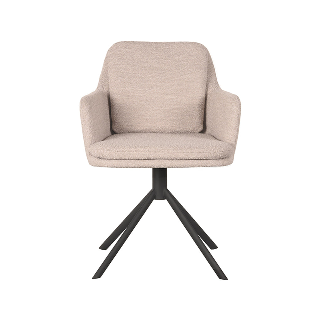 Eetkamerstoel Joy - Naturel - Boucle - Zwart Metalen Frame