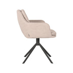 Eetkamerstoel Joy - Naturel - Boucle - Zwart Metalen Frame