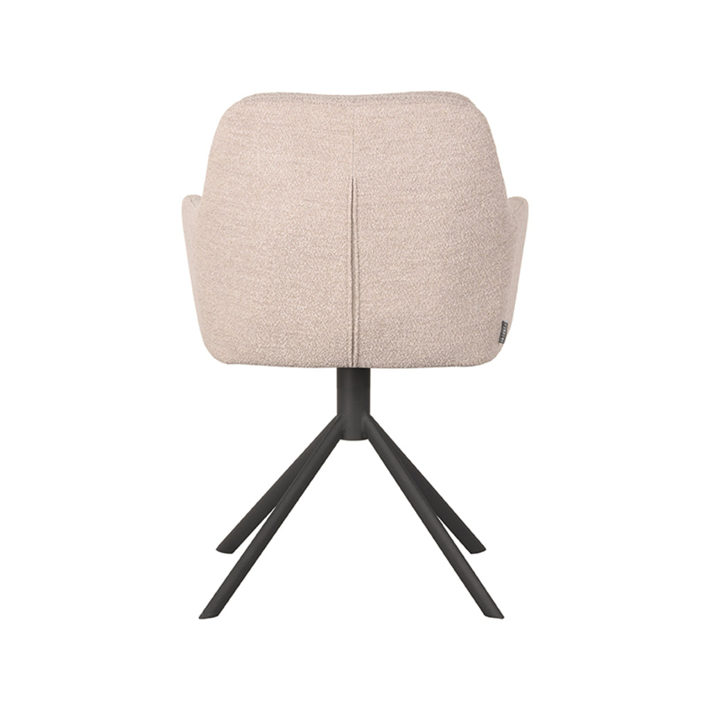 Eetkamerstoel Joy - Naturel - Boucle - Zwart Metalen Frame