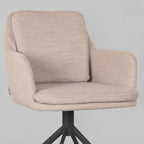 Eetkamerstoel Joy - Naturel - Boucle - Zwart Metalen Frame