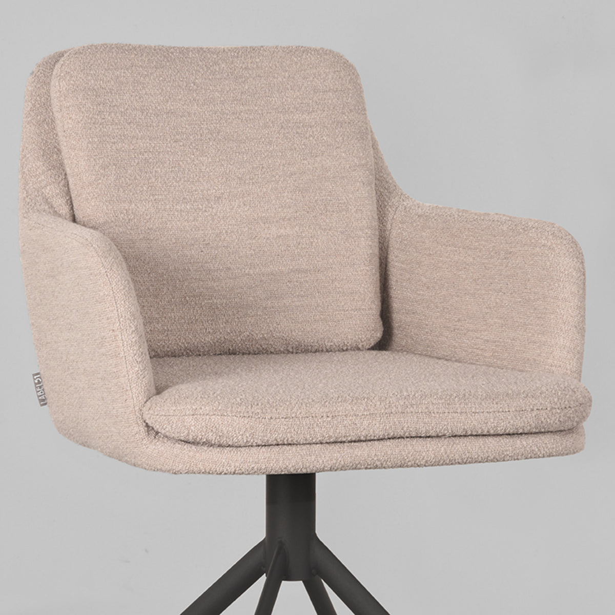 Eetkamerstoel Joy - Naturel - Boucle - Zwart Metalen Frame