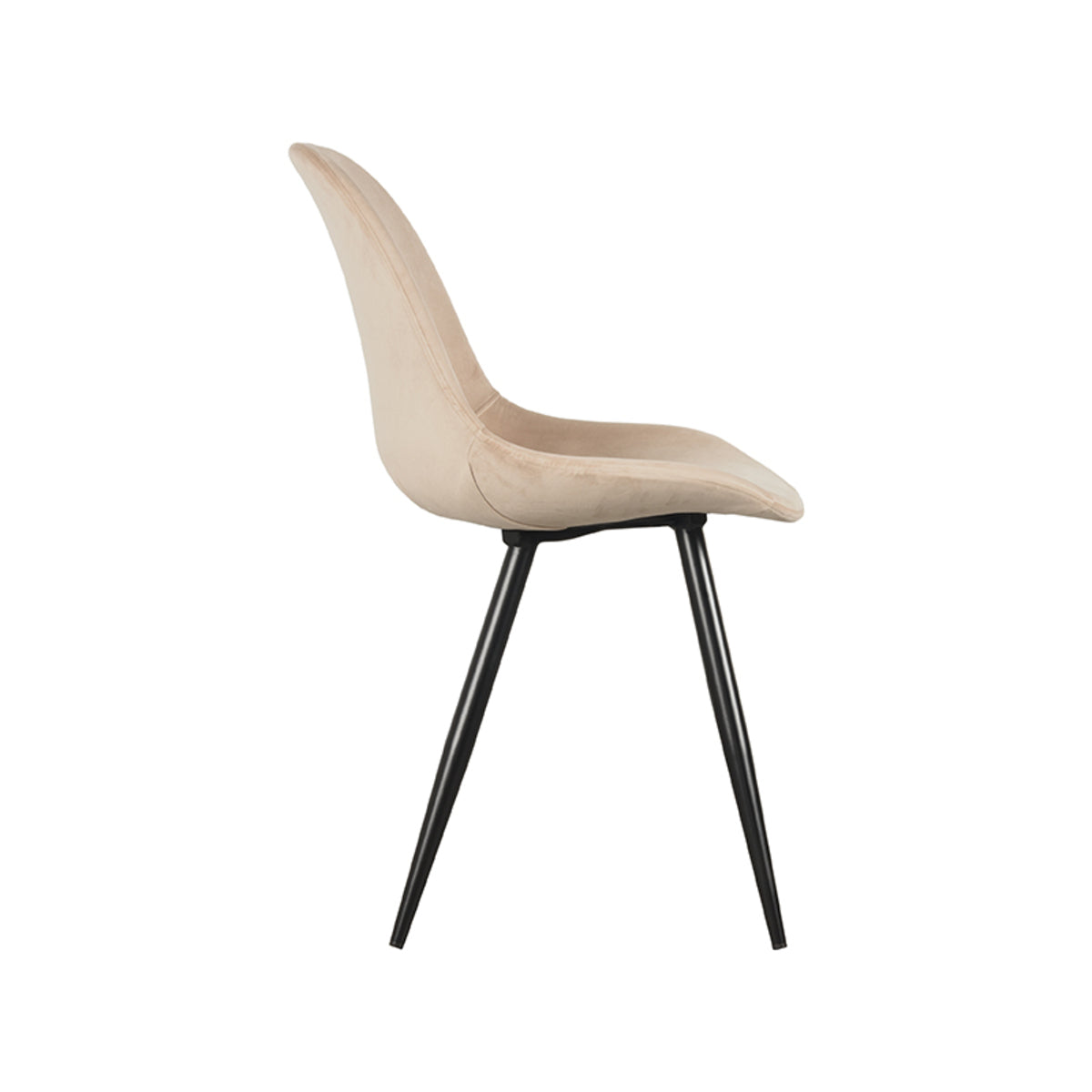 Eetkamerstoel Capri - Zand - Fluweel - Zwart Metalen Frame