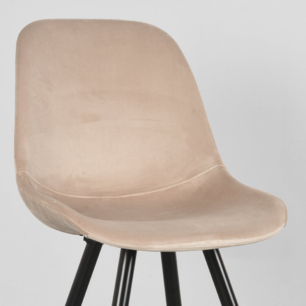 Eetkamerstoel Capri - Zand - Fluweel - Zwart Metalen Frame