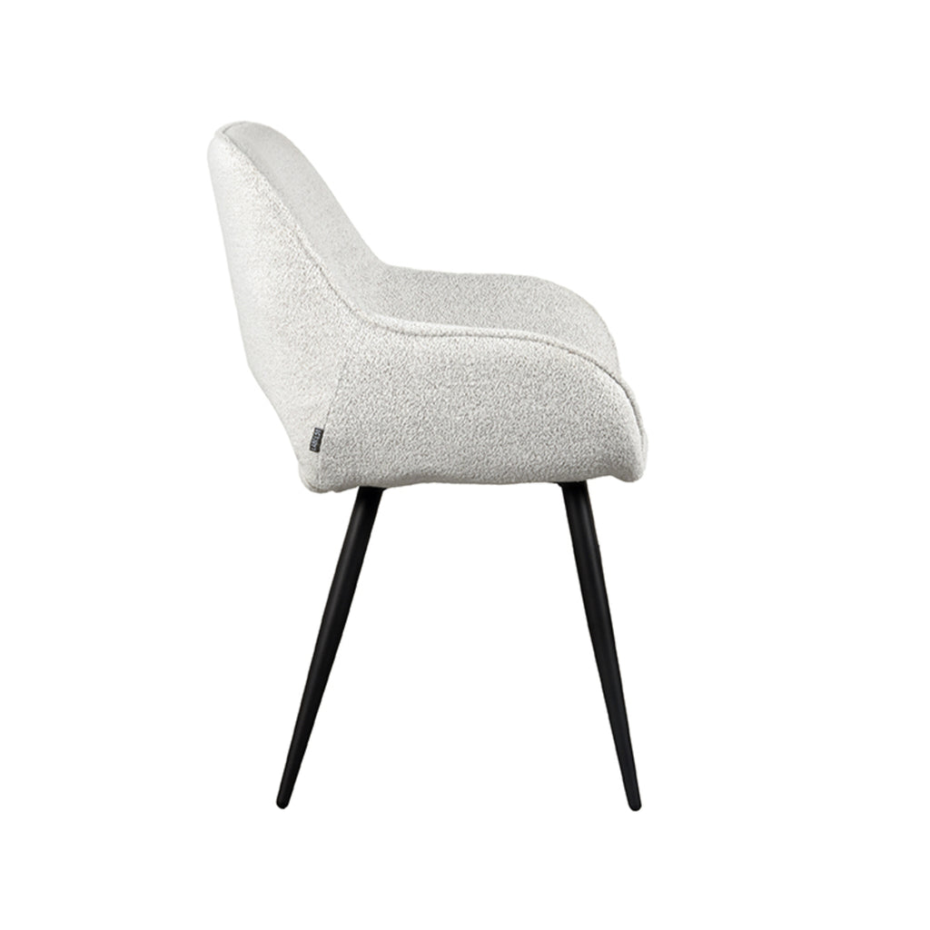 Eetkamerstoel Fer - Champagne - Boucle - Zwart Metalen Frame