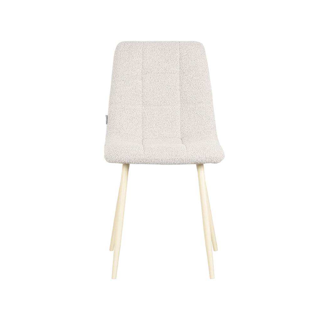 Eetkamerstoel Nino - Champagne - Boucle - Wit Metalen Frame