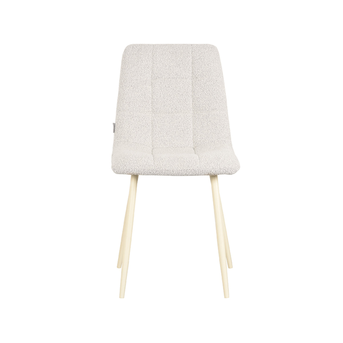Eetkamerstoel Nino - Champagne - Boucle - Wit Metalen Frame