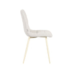Eetkamerstoel Nino - Champagne - Boucle - Wit Metalen Frame