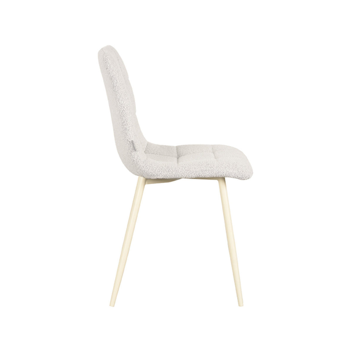 Eetkamerstoel Nino - Champagne - Boucle - Wit Metalen Frame