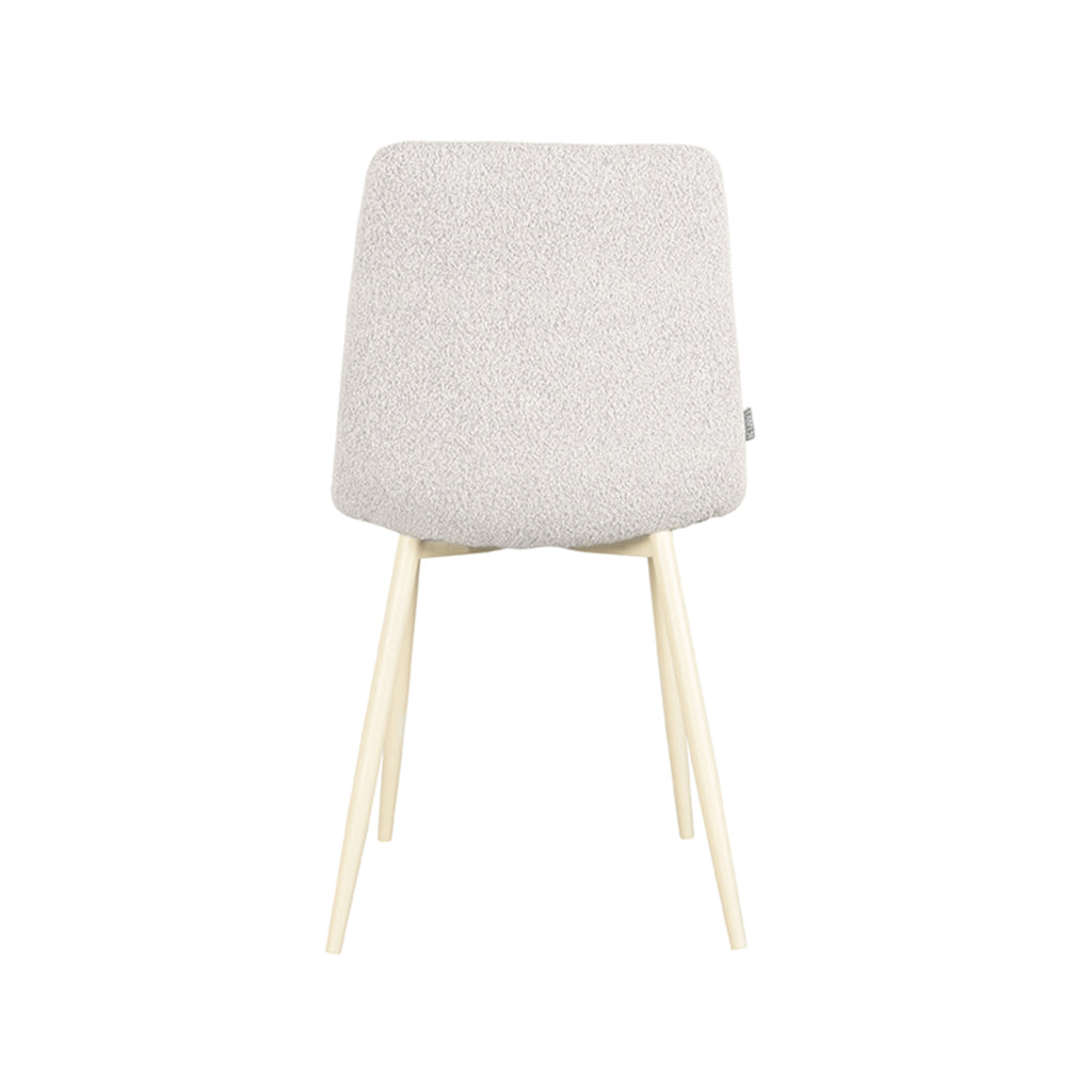 Eetkamerstoel Nino - Champagne - Boucle - Wit Metalen Frame