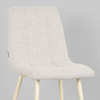 Eetkamerstoel Nino - Champagne - Boucle - Wit Metalen Frame