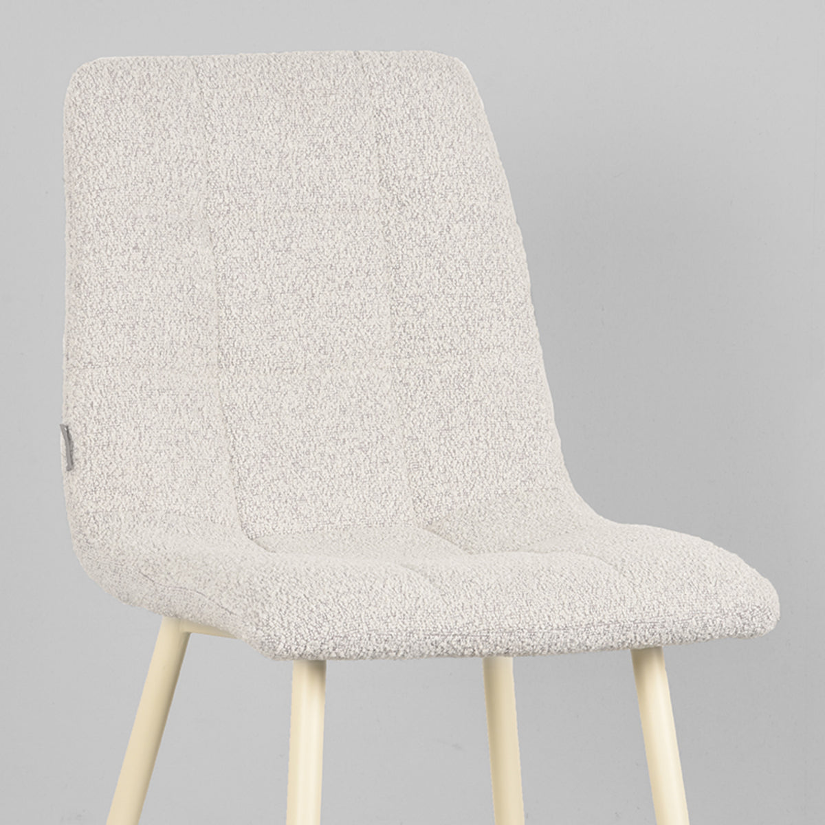 Eetkamerstoel Nino - Champagne - Boucle - Wit Metalen Frame