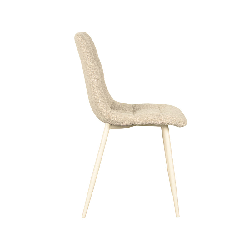 Eetkamerstoel Nino - Zand - Boucle - Wit Metalen Frame