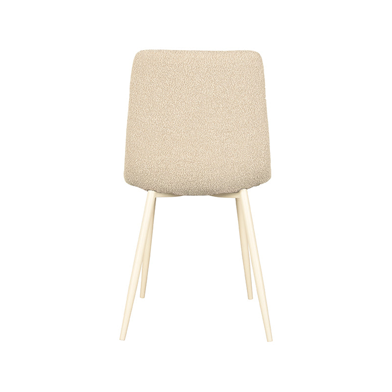 Eetkamerstoel Nino - Zand - Boucle - Wit Metalen Frame