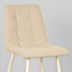 Eetkamerstoel Nino - Zand - Boucle - Wit Metalen Frame