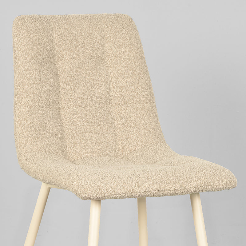 Eetkamerstoel Nino - Zand - Boucle - Wit Metalen Frame