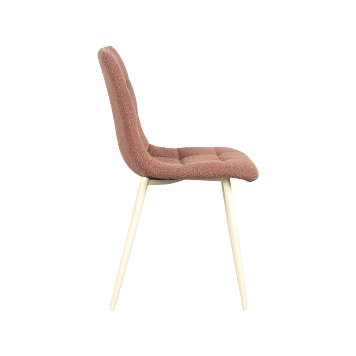 Eetkamerstoel Nino - Terra - Boucle - Wit Metalen Frame