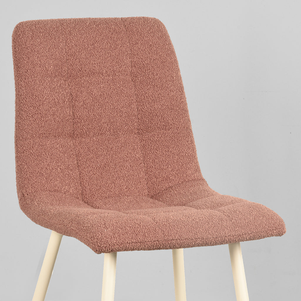Eetkamerstoel Nino - Terra - Boucle - Wit Metalen Frame