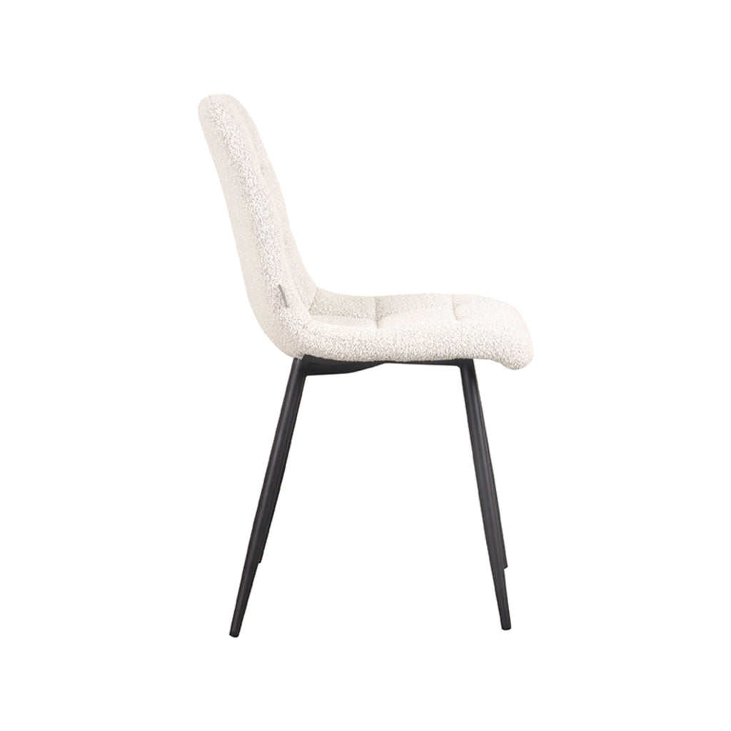 Eetkamerstoel Juul - Champagne - Boucle - Zwart Metalen Frame