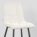 Eetkamerstoel Juul - Champagne - Boucle - Zwart Metalen Frame