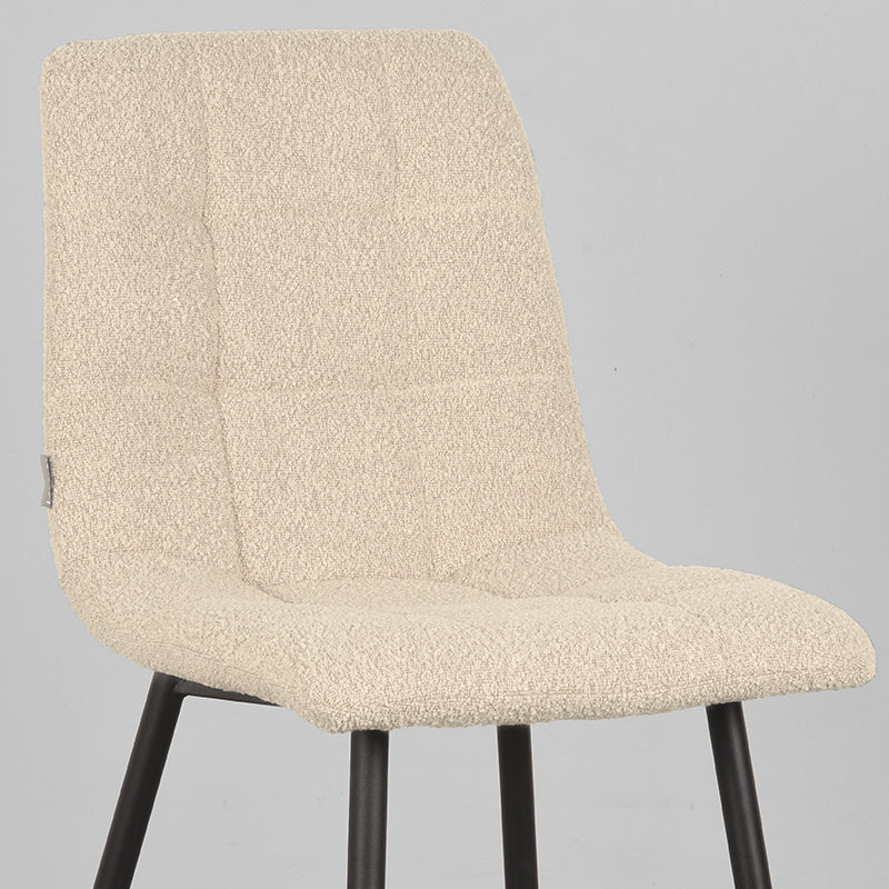 Eetkamerstoel Juul - Zand - Boucle - Zwart Metalen Frame