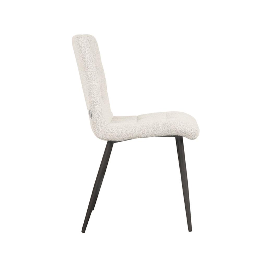 Eetkamerstoel Sam - Champagne - Boucle - Zwart Metalen Frame