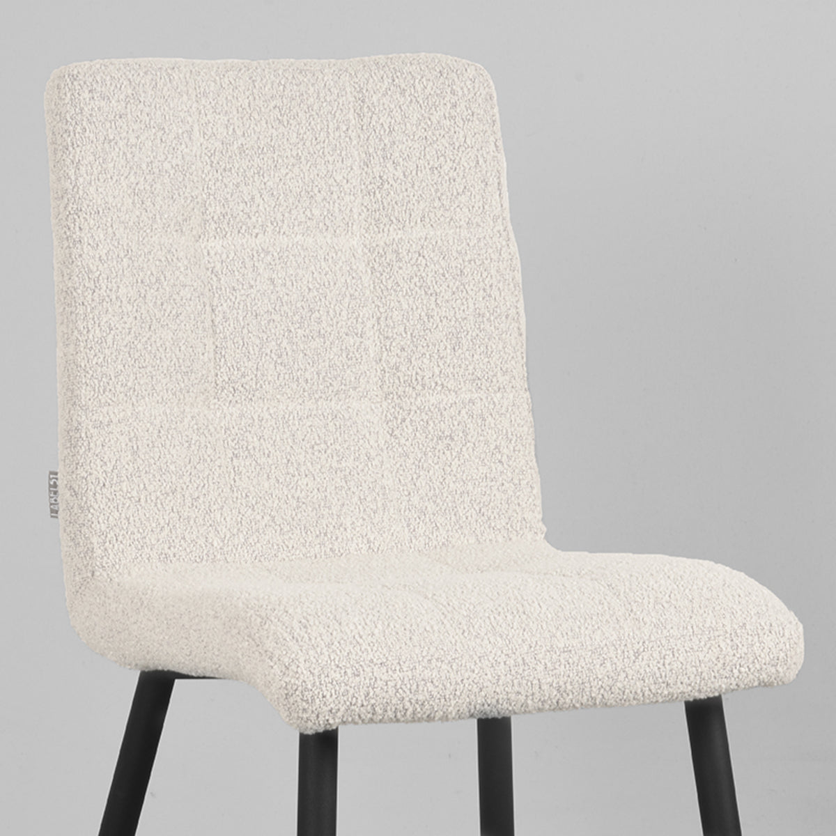 Eetkamerstoel Sam - Champagne - Boucle - Zwart Metalen Frame