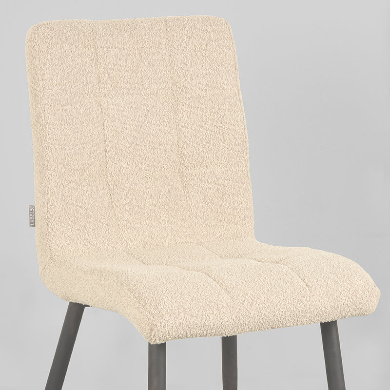 Eetkamerstoel Sam - Zand - Boucle - Zwart Metalen Frame