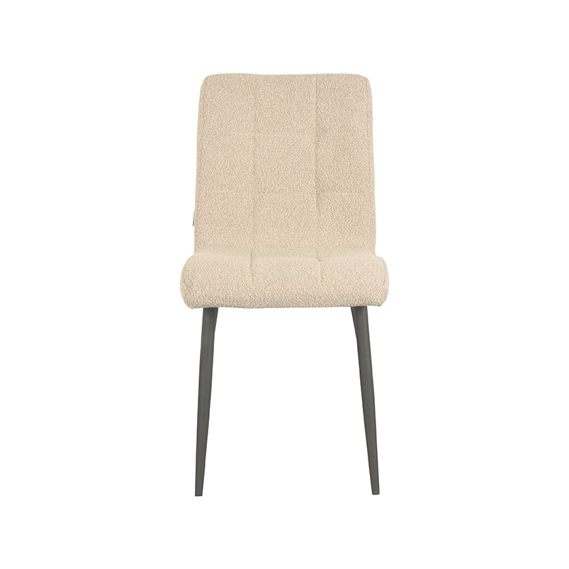Eetkamerstoel Sam - Zand - Boucle - Zwart Metalen Frame