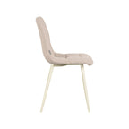 Eetkamerstoel Nino - Naturel - Boucle - Wit Metalen Frame