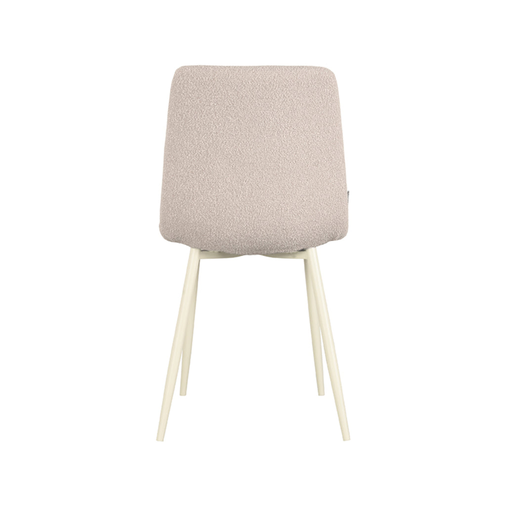 Eetkamerstoel Nino - Naturel - Boucle - Wit Metalen Frame