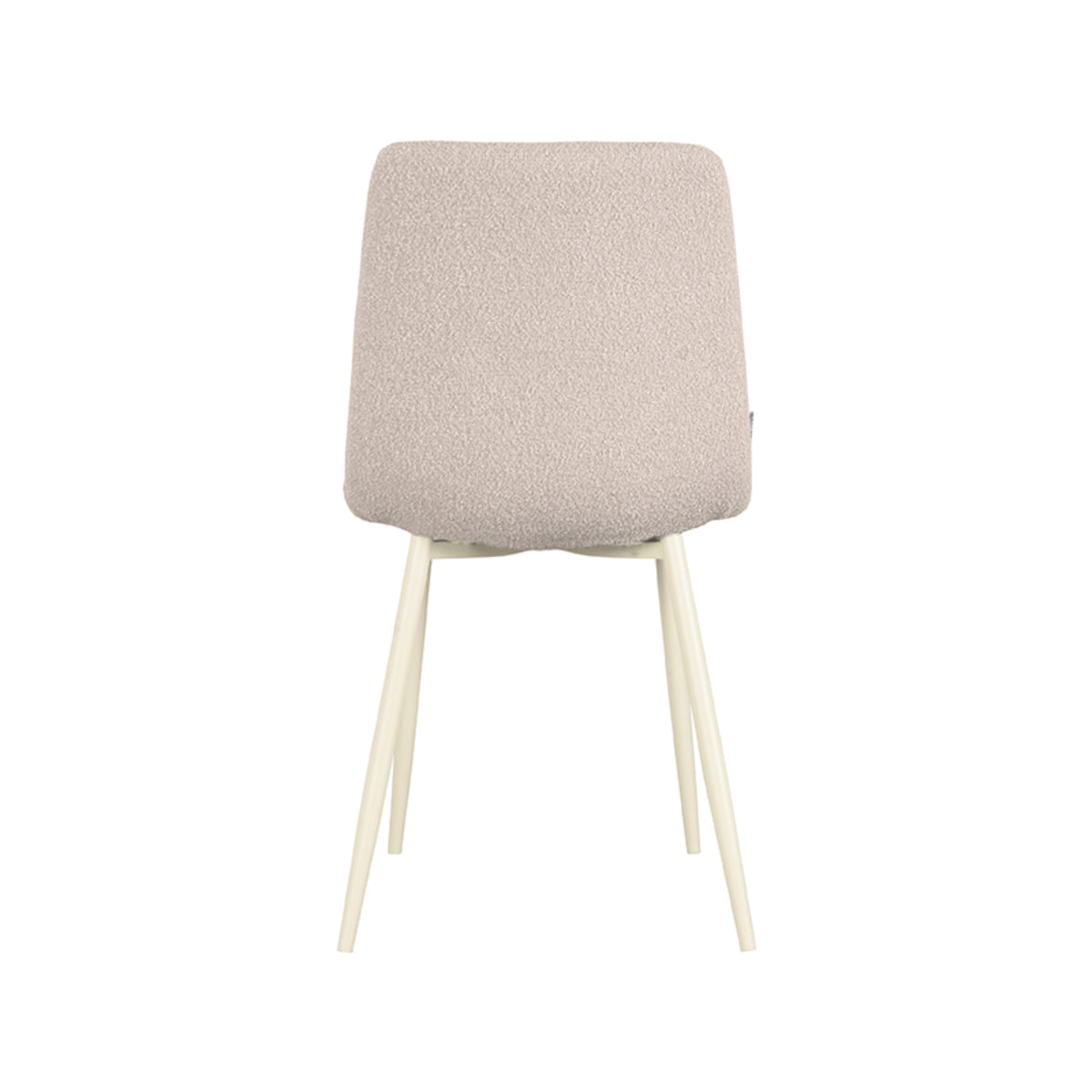 Eetkamerstoel Nino - Naturel - Boucle - Wit Metalen Frame