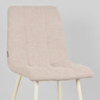 Eetkamerstoel Nino - Naturel - Boucle - Wit Metalen Frame