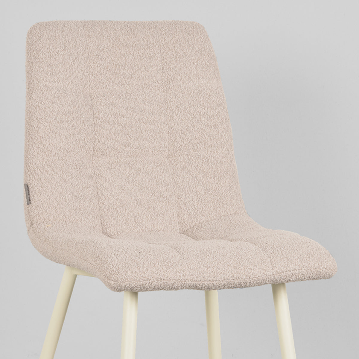 Eetkamerstoel Nino - Naturel - Boucle - Wit Metalen Frame