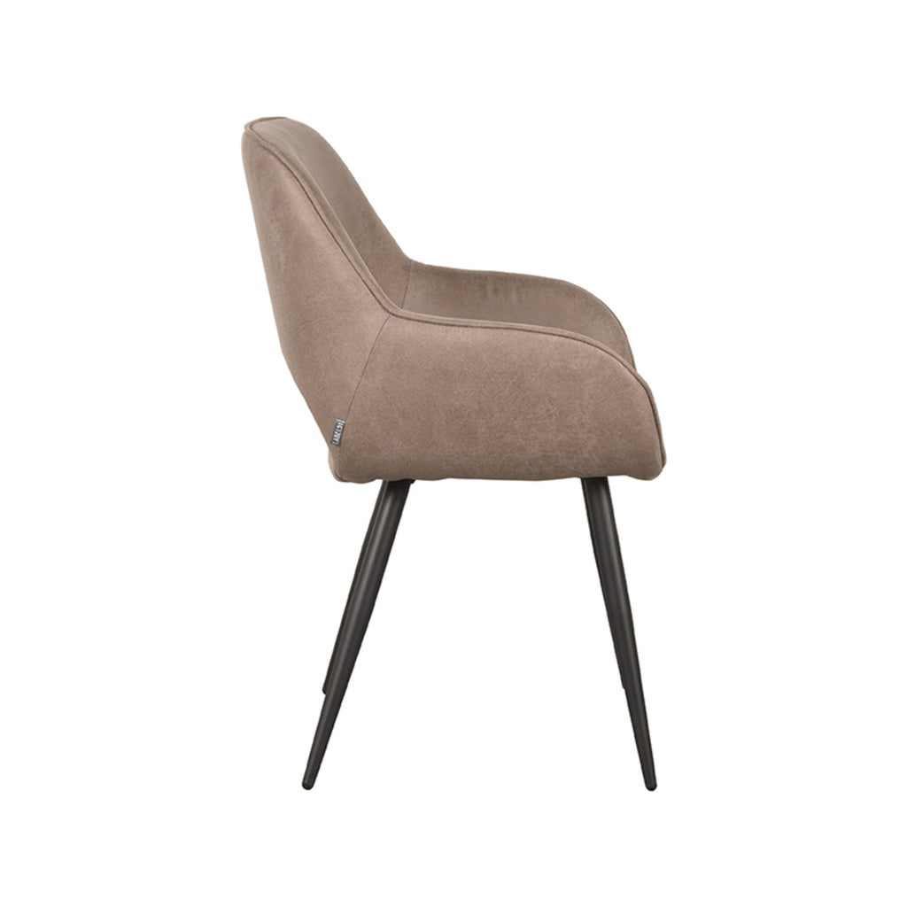 Eetkamerstoel Fer - Taupe - Micro Suede - Zwart Metalen Frame