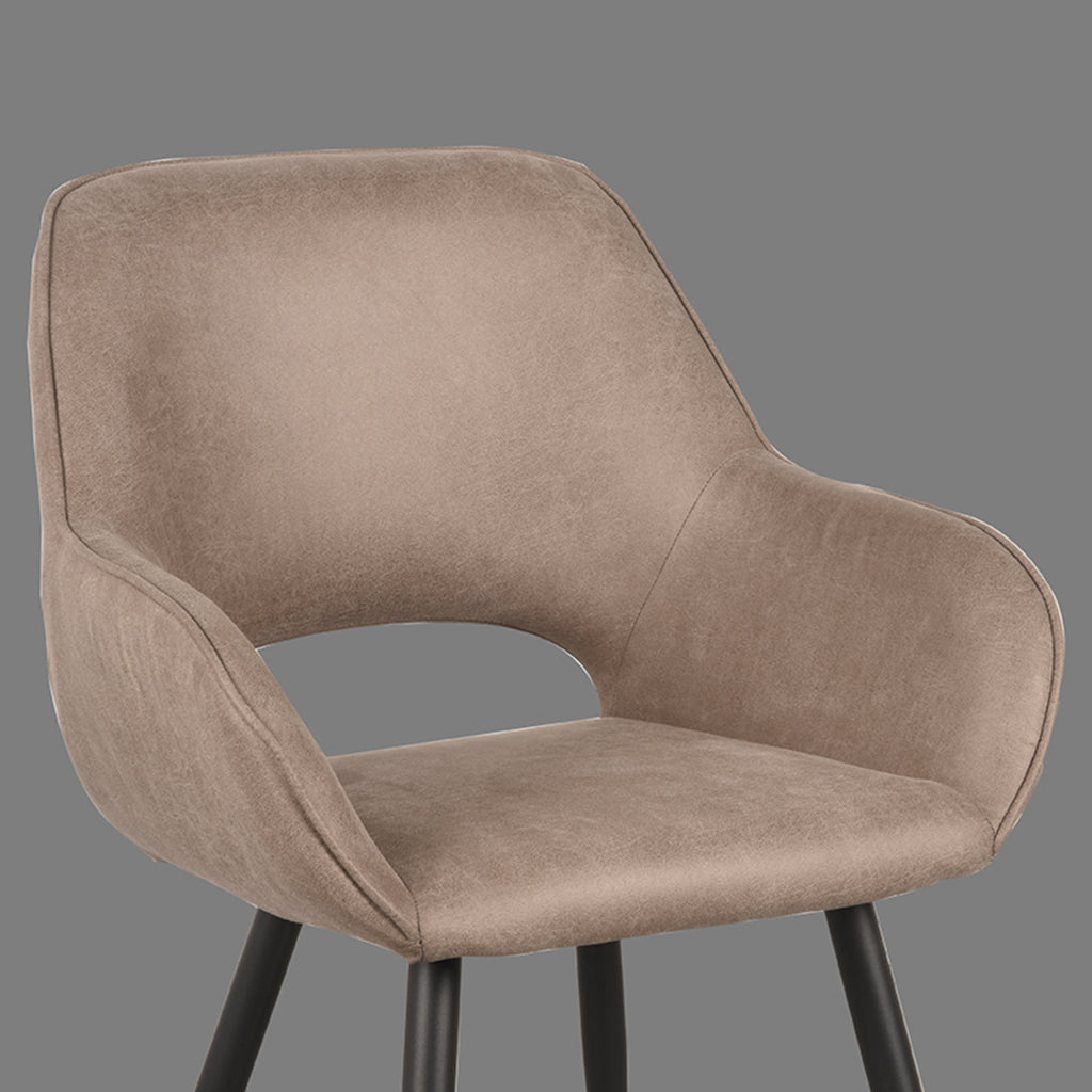 Eetkamerstoel Fer - Taupe - Micro Suede - Zwart Metalen Frame