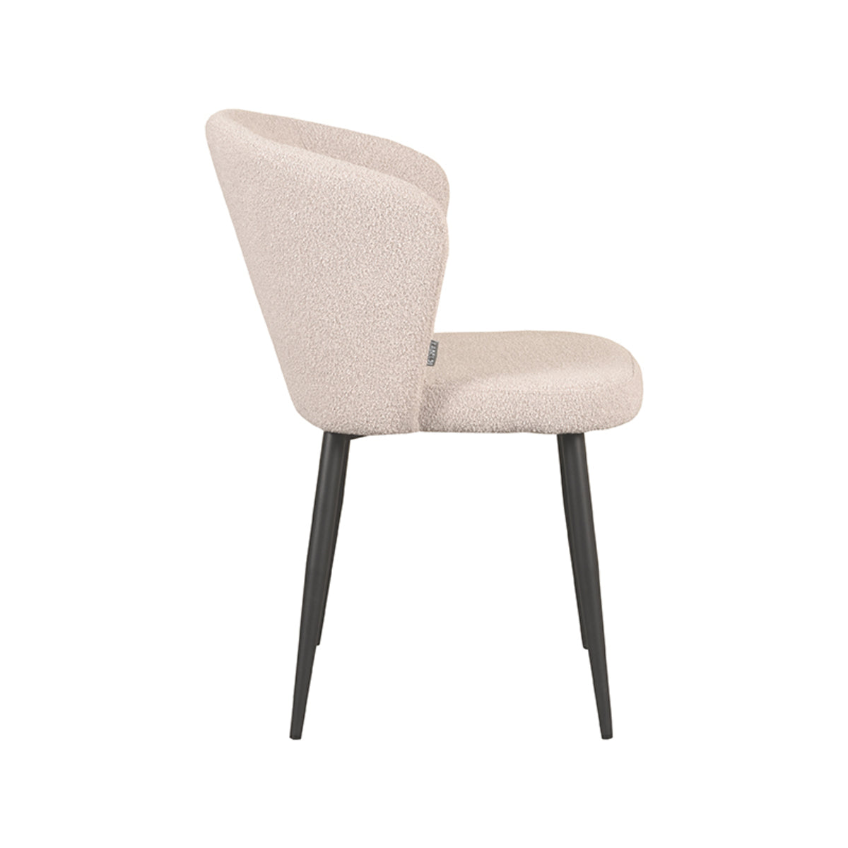Eetkamerstoel Wave - Naturel - Boucle - Zwart Metalen Frame
