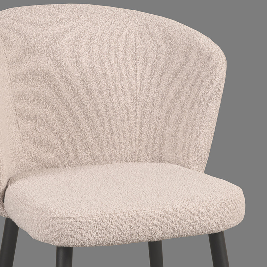 Eetkamerstoel Wave - Naturel - Boucle - Zwart Metalen Frame