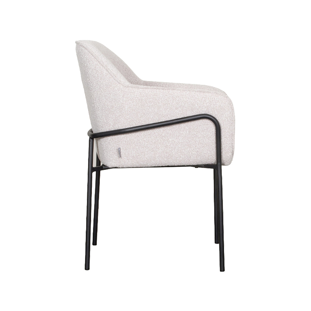 Eetkamerstoel Dexter - Naturel - Boucle - Zwart Metalen Frame