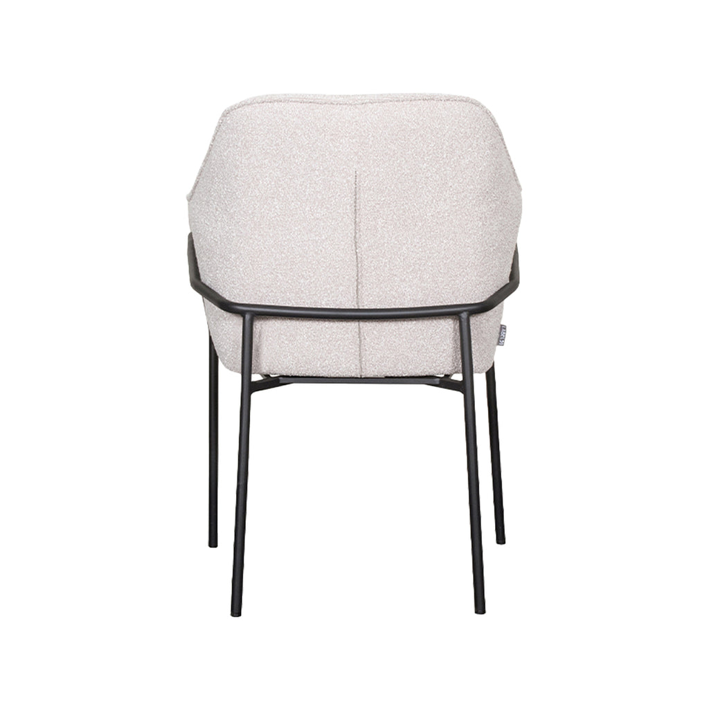 Eetkamerstoel Dexter - Naturel - Boucle - Zwart Metalen Frame