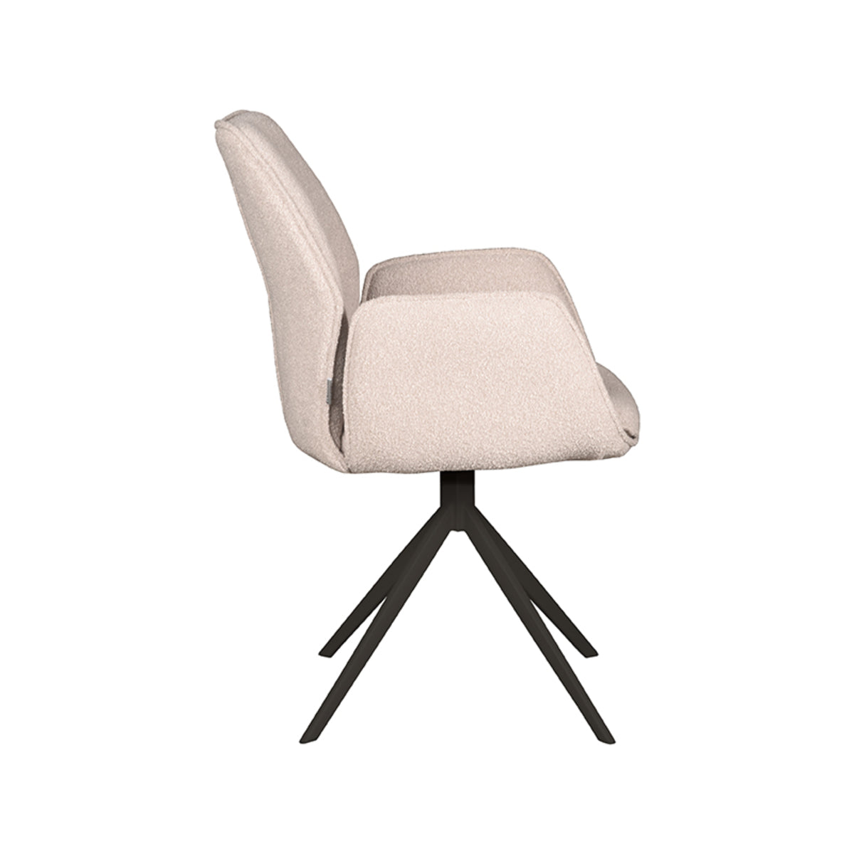 Eetkamerstoel Mellow - Naturel - Boucle - Zwart Metalen Frame