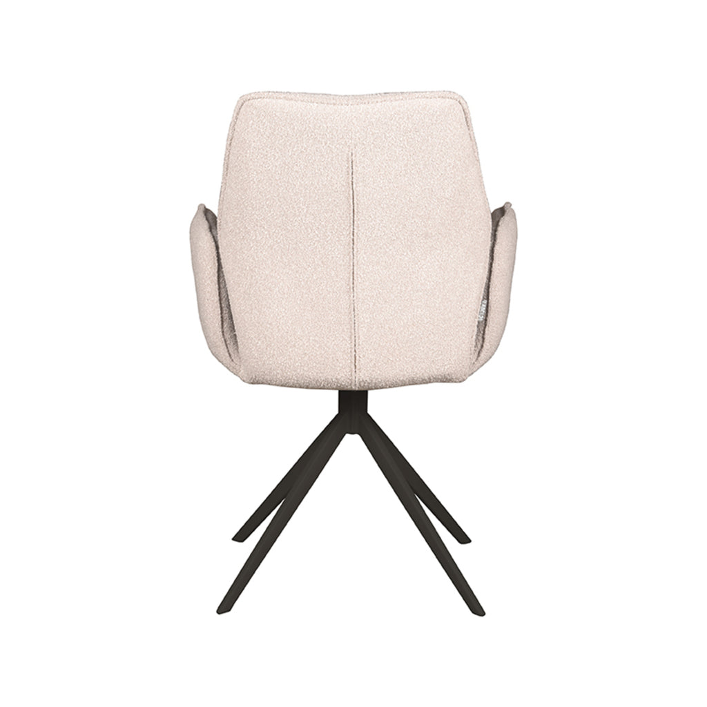 Eetkamerstoel Mellow - Naturel - Boucle - Zwart Metalen Frame