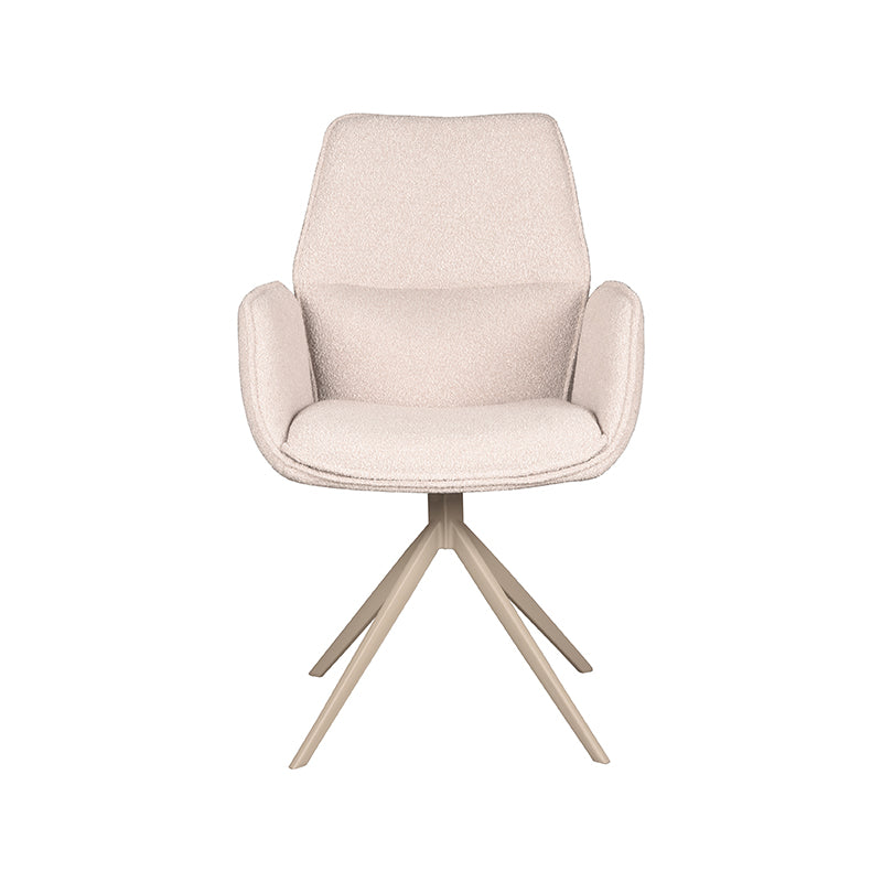 Eetkamerstoel Mellow - Naturel - Boucle - Zwart Metalen Frame