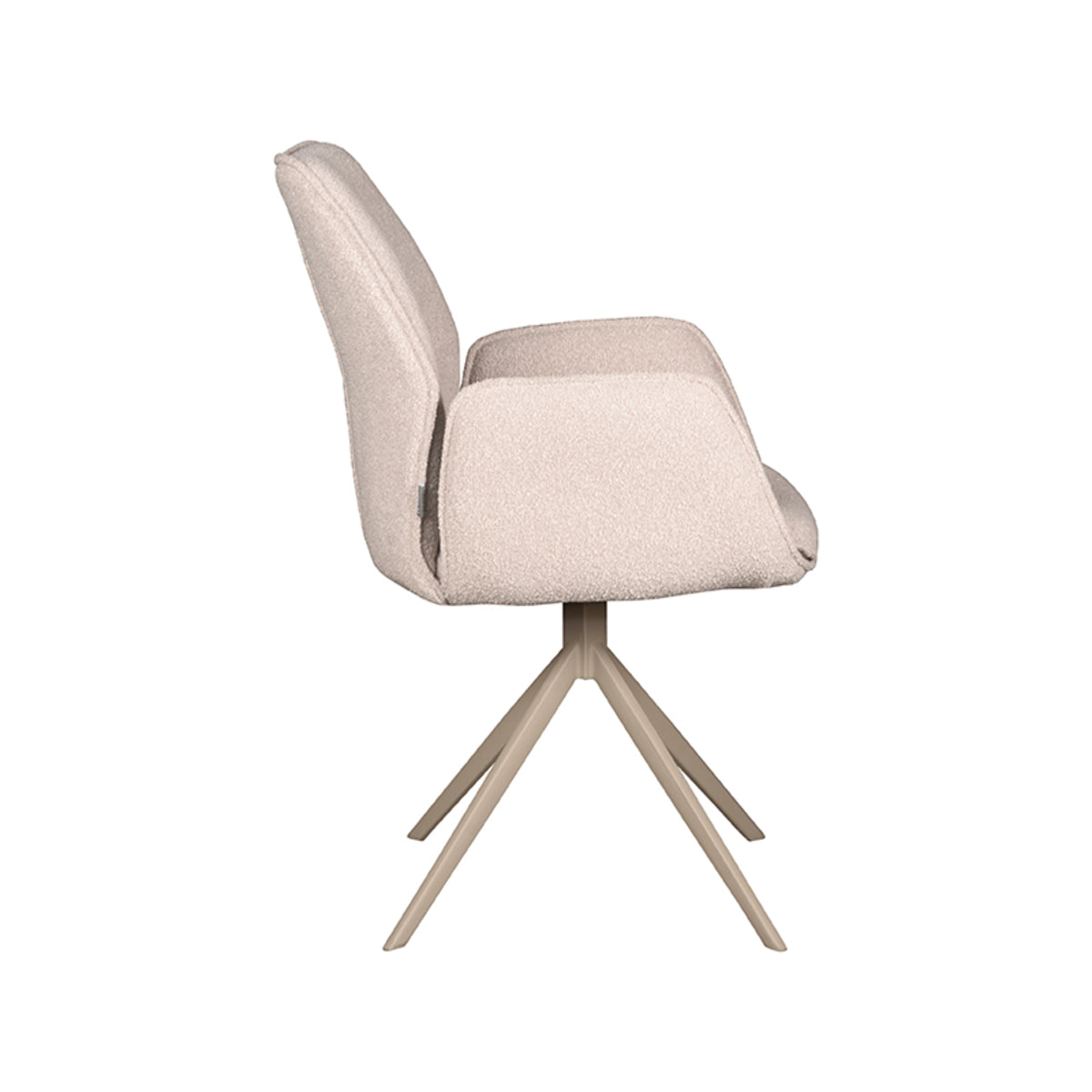 Eetkamerstoel Mellow - Naturel - Boucle - Zwart Metalen Frame