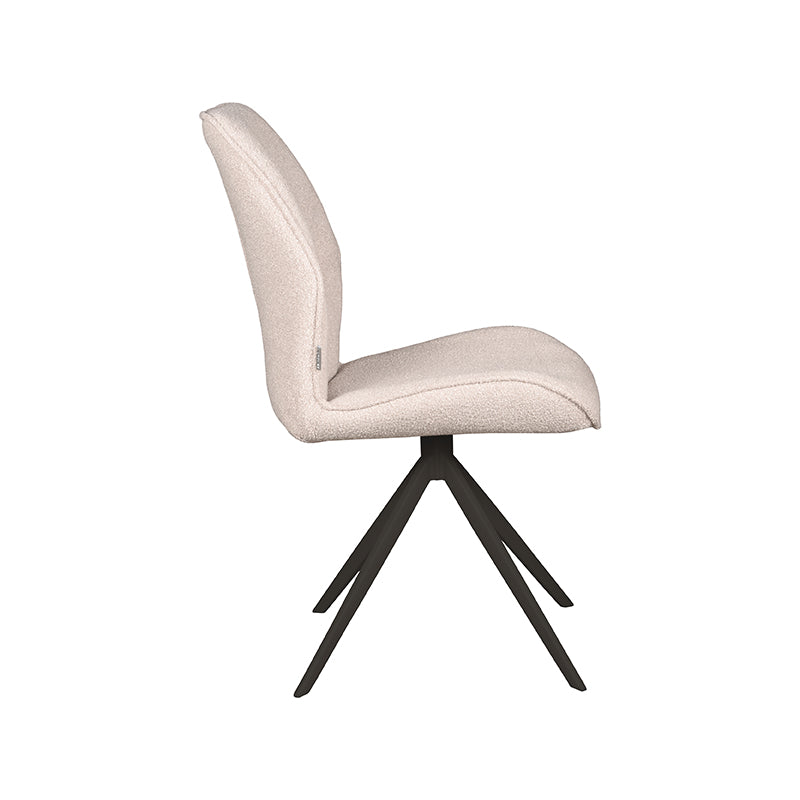 Eetkamerstoel Comfy - Naturel - Boucle - Zwart Metalen Frame