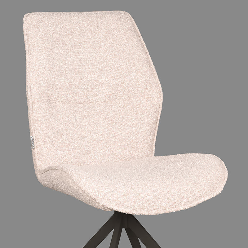 Eetkamerstoel Comfy - Naturel - Boucle - Zwart Metalen Frame