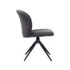 Eetkamerstoel Kimo - Antraciet - Velvet - Zwart Metalen Frame