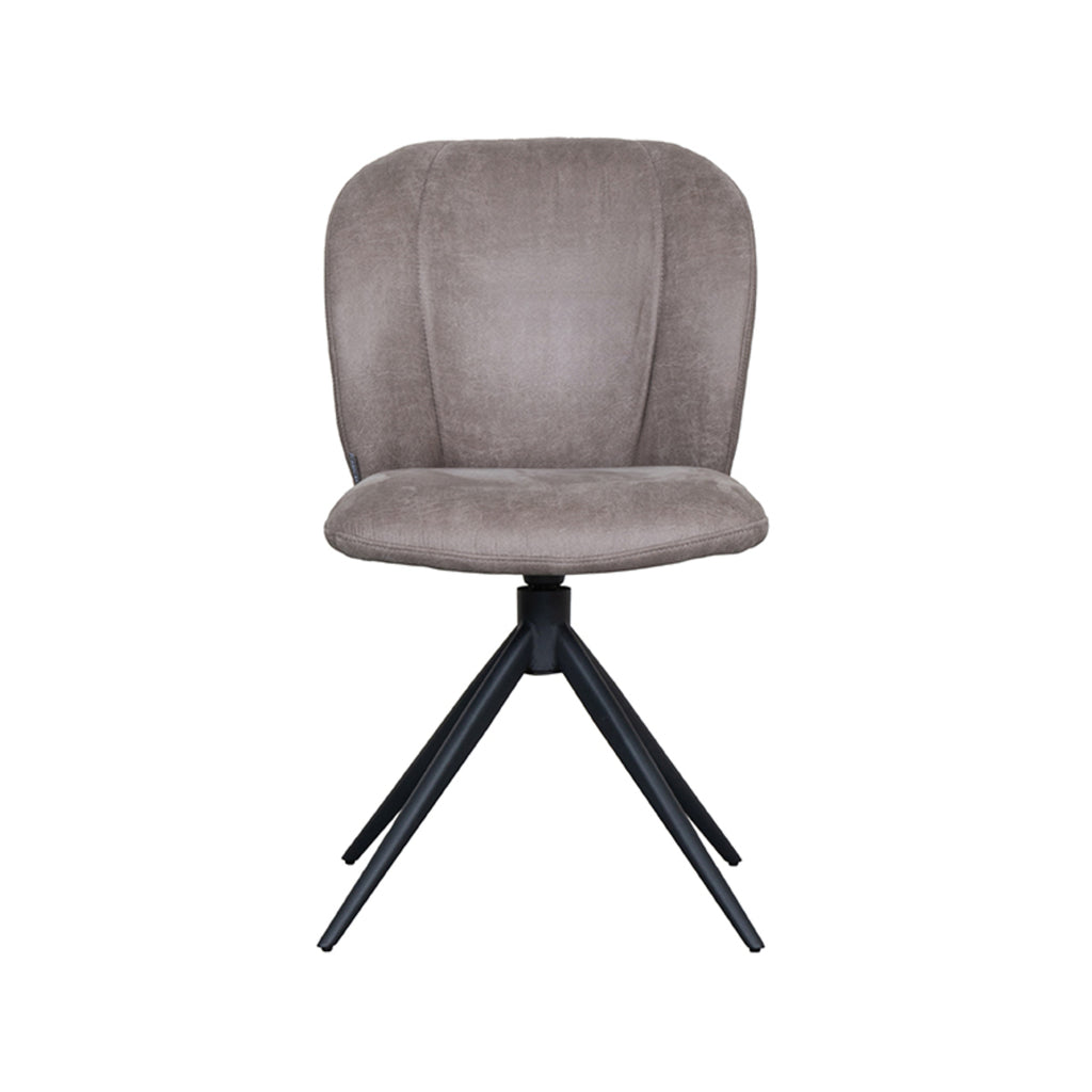 Eetkamerstoel Kimo - Taupe - Micro Suede - Zwart Metalen Frame