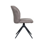 Eetkamerstoel Kimo - Taupe - Micro Suede - Zwart Metalen Frame